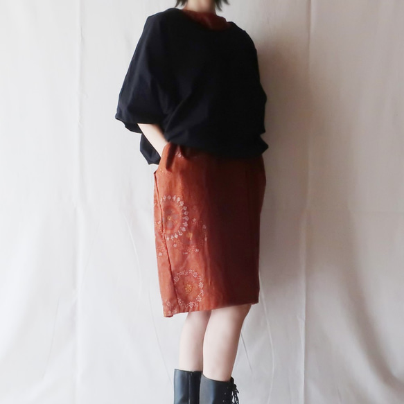 100% 棉吊袋連衣裙 5 袖（免費/燒橙色日式） 第7張的照片