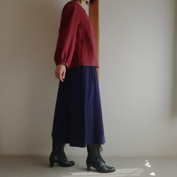 ハーフリネン　バルーン袖ブラウス（Ｍサイズ／赤） 8枚目の画像
