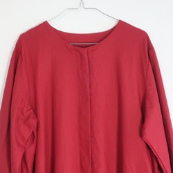 秋冬半麻繭型大衣（自由/紅色） 第7張的照片