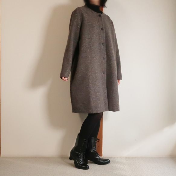 羊毛繭大衣（自由/灰色圖案） 第2張的照片