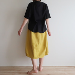 裾ゴムバルーンスカート（フリー／黄色）リネン30%+コットン70% 3枚目の画像