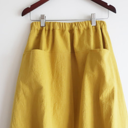 裾ゴムバルーンスカート（フリー／黄色）リネン30%+コットン70% 5枚目の画像