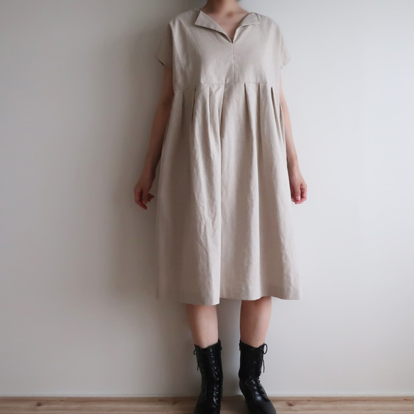 直筒簡約係法式連衣裙（free/off（白色）） 第5張的照片