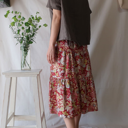 100％純棉3層分層裙（免費/ Akaji花卉圖案） 第4張的照片