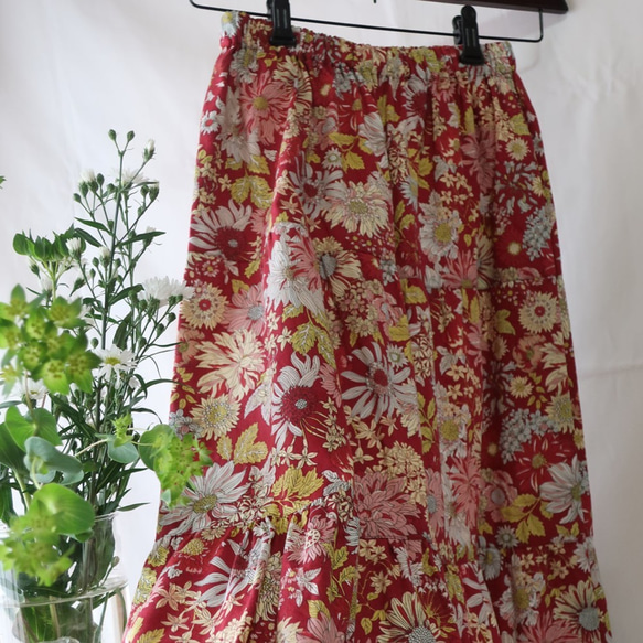 100％純棉3層分層裙（免費/ Akaji花卉圖案） 第9張的照片