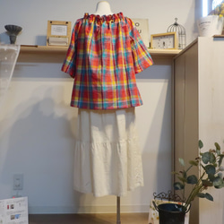 ハーフリネン　３段ティアードスカート（フリー／濃紺） 6枚目の画像
