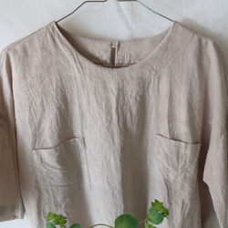 亞麻棉質口袋襯衫（免費/奶油色米色） 第7張的照片