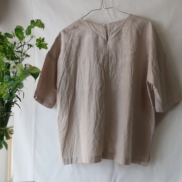 亞麻棉質口袋襯衫（免費/奶油色米色） 第10張的照片