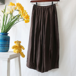 100％亞麻馬戲裙褲（自由/深棕色） 第7張的照片