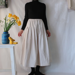 100％棉質Tack半身裙（自由/白色） 第2張的照片