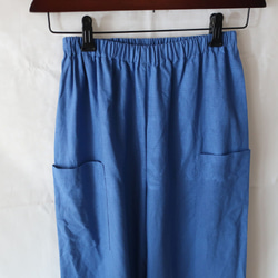 亞麻棉質直筒褲（免費/藍色） 第9張的照片
