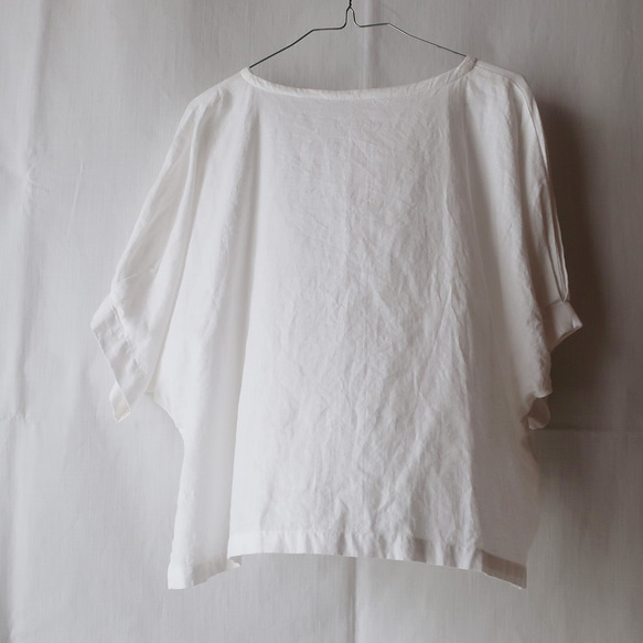 亞麻棉蝙蝠袖褶皺襯衫（自由/白色） 第10張的照片