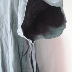亞麻100％側邊連衣裙（免費/灰綠色） 第9張的照片