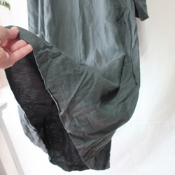 亞麻100％側邊連衣裙（免費/灰綠色） 第10張的照片