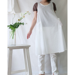 100％棉質A字連衣裙（自由/白色圖案） 第1張的照片