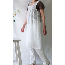 100％棉質A字連衣裙（自由/白色圖案） 第4張的照片
