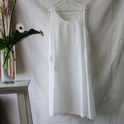 100％棉質A字連衣裙（自由/白色圖案） 第8張的照片
