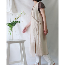 100％棉質羊絨連衣裙（免費/米色） 第4張的照片