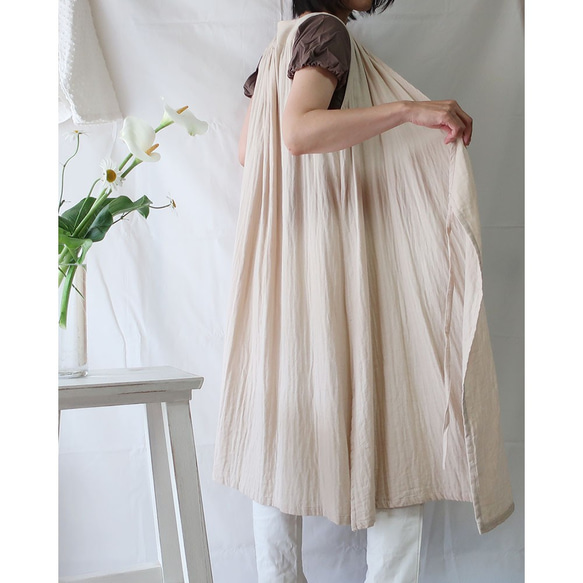 100％棉質羊絨連衣裙（免費/米色） 第5張的照片