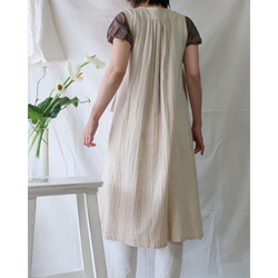 100％棉質羊絨連衣裙（免費/米色） 第6張的照片