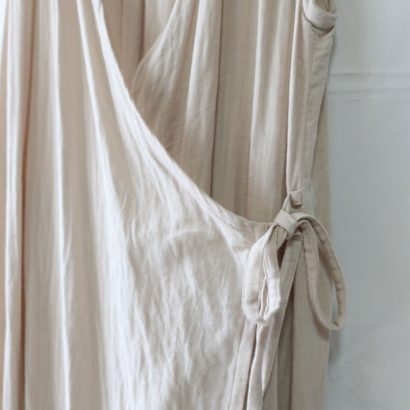100％棉質羊絨連衣裙（免費/米色） 第8張的照片