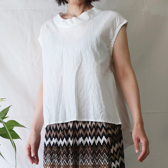 亞麻棉變色襯衫（自由/白色） 第2張的照片