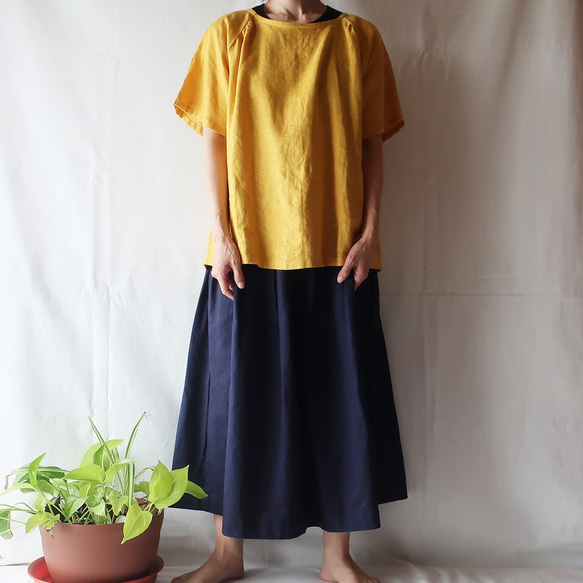 100％棉褶skirt裙（免費/海軍藍） 第2張的照片