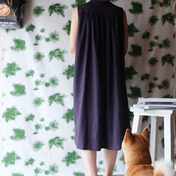 亞麻棉質肩背連衣裙（免費/紫色） 第7張的照片