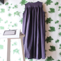 亞麻棉質肩背連衣裙（免費/紫色） 第10張的照片