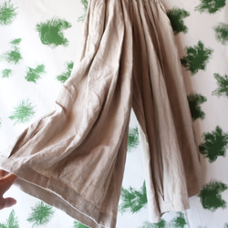 100% 亞麻馬戲團裙褲（自由/灰白色） 第7張的照片