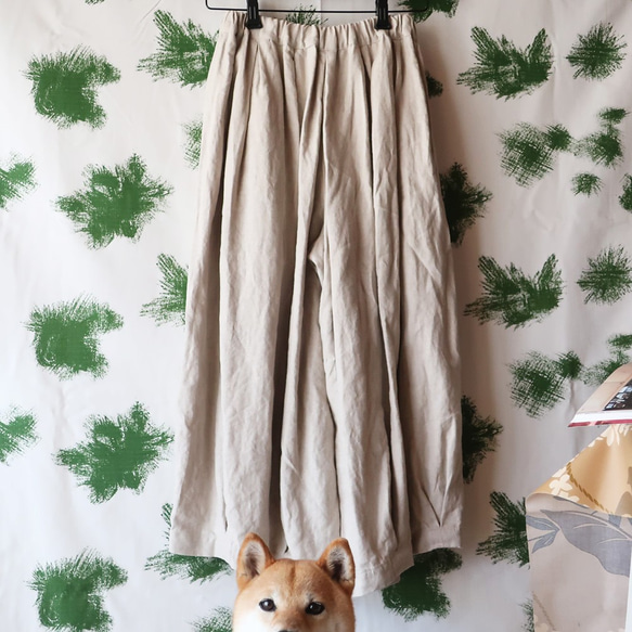 100% 亞麻馬戲團裙褲（自由/灰白色） 第10張的照片