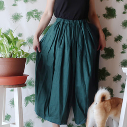 100% 亞麻馬戲團裙褲（免費/海軍綠） 第2張的照片