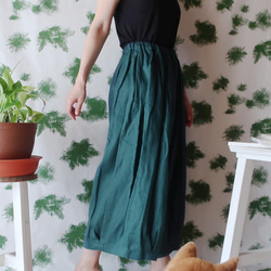 100% 亞麻馬戲團裙褲（免費/海軍綠） 第4張的照片