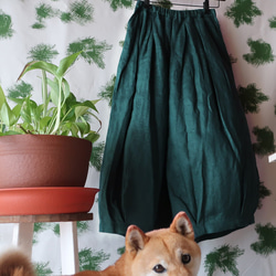 100% 亞麻馬戲團裙褲（免費/海軍綠） 第9張的照片