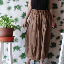 100％亞麻馬戲團裙褲（免費/煙棕色） 第4張的照片