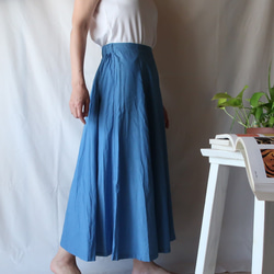 100％棉6件條紋裙子（自由/淺藍色） 第2張的照片
