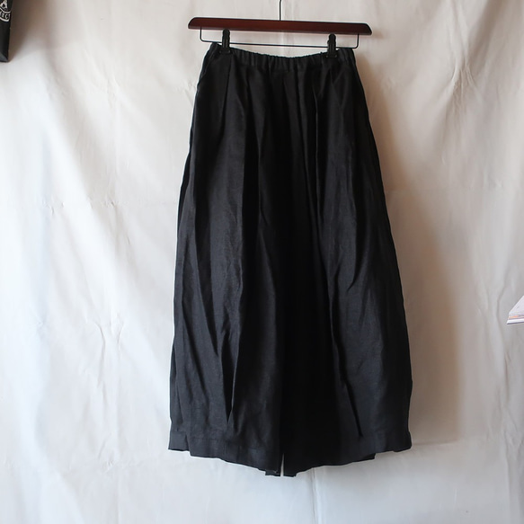 100% 亞麻馬戲團裙褲（自由/黑色） 第8張的照片