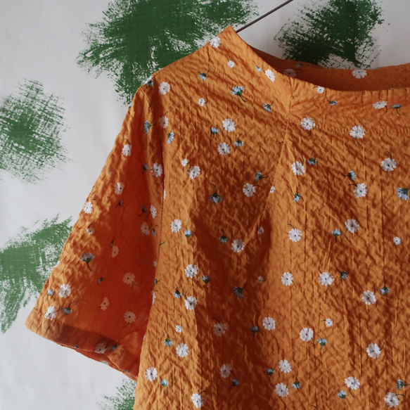 100％棉質瓶頸套衫（自由/橙色，花卉圖案） 第8張的照片