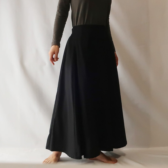 亞麻&amp;棉6件套裙子（自由/黑色） 第1張的照片