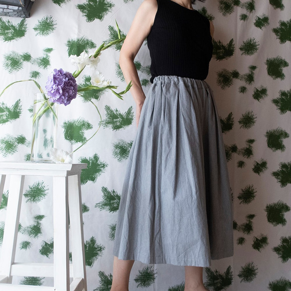 100％棉質粘性短裙（免費/灰色） 第4張的照片