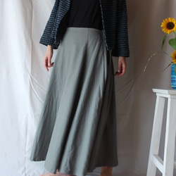 亞麻和棉質6件式條紋半身裙（免費/灰色綠松石） 第1張的照片