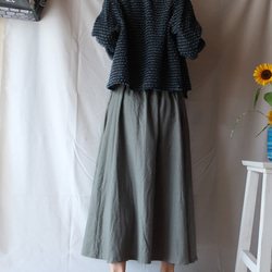 亞麻和棉質6件式條紋半身裙（免費/灰色綠松石） 第6張的照片
