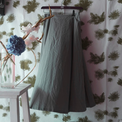 亞麻和棉質6件式條紋半身裙（免費/灰色綠松石） 第7張的照片