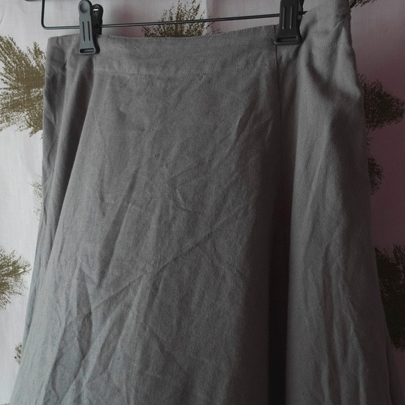 亞麻和棉質6件式條紋半身裙（免費/灰色綠松石） 第9張的照片