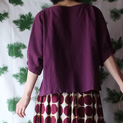 亞麻棉蝙蝠袖褶皺襯衫（自由/紫色） 第5張的照片