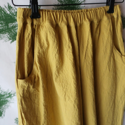 亞麻和棉質 Gaucho 褲（自由/黃色） 第8張的照片