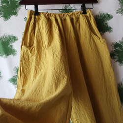 亞麻和棉質 Gaucho 褲（自由/黃色） 第9張的照片