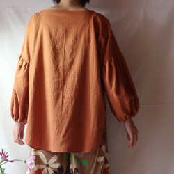 亞麻棉氣球女式襯衫（自由/焦橙色） 第5張的照片