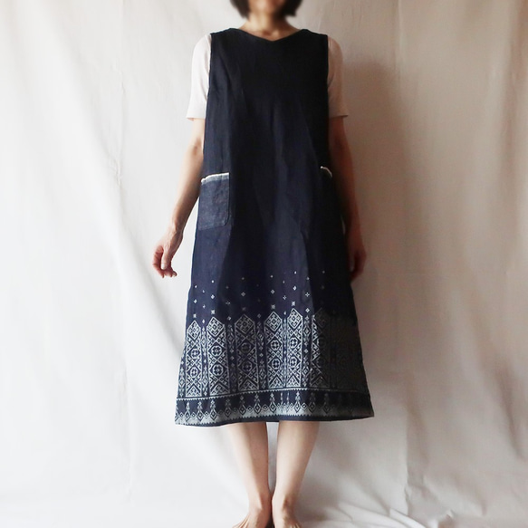 100％棉Kojima牛仔扇貝連衣裙（ML /靛藍） 第3張的照片