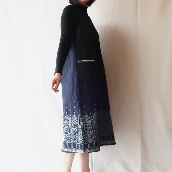 100％棉Kojima牛仔扇貝連衣裙（ML /靛藍） 第7張的照片